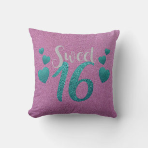 Moderne Sweet 16 Geburtstagsfeier Schwarz Grunge Kissen