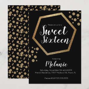 Moderne Sweet 16 Glitter-Faux-Gold-Geometrie-Bars Einladung