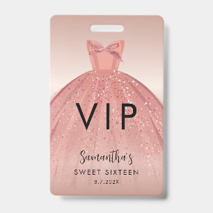 Moderne Sweet 16 Schrift Kleid Geburtstag VIP Ausweis
