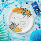 Moderne Sweet Honey Bee Floral Baby Dusche Willkom Pappteller (Party)