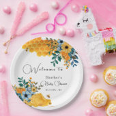 Moderne Sweet Honey Bee Floral Baby Dusche Willkom Pappteller (Party)