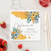 Moderne Sweet Honey Bee Floral Baby Dusche Willkom Serviette (Beispiel)