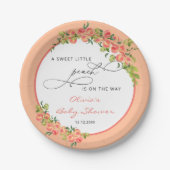 Moderne Sweet Little Peach Baby Dusche Pappteller (Vorderseite)