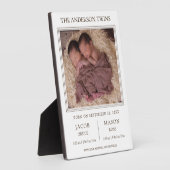 Moderne Sweet Twins Foto Geburtserklärung Fotoplatte (Seite)