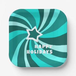 Moderne Swirl FROHE WEIHNACHTEN INDIVIDUELL Grün Pappteller