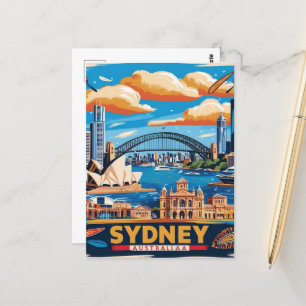 Moderne Sydney Australien Reise Kunst Vintage Postkarte