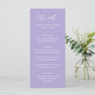 Moderne Sydney Lavender Hochzeit Menükarte