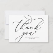 Moderne Sylish Black Script Hochzeit danke Karte (Vorderseite)