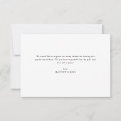 Moderne Sylish Black Script Hochzeit danke Karte (Rückseite)