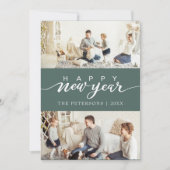 Moderne Szene Grüne FotoCollage Neujahr Feiertagskarte (Vorderseite)