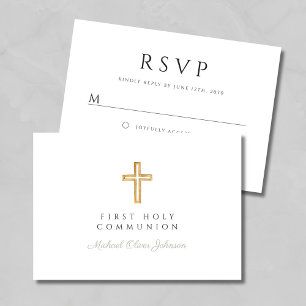 Moderne Szene Grünes Religiöses Kreuz Erste Kommun RSVP Karte