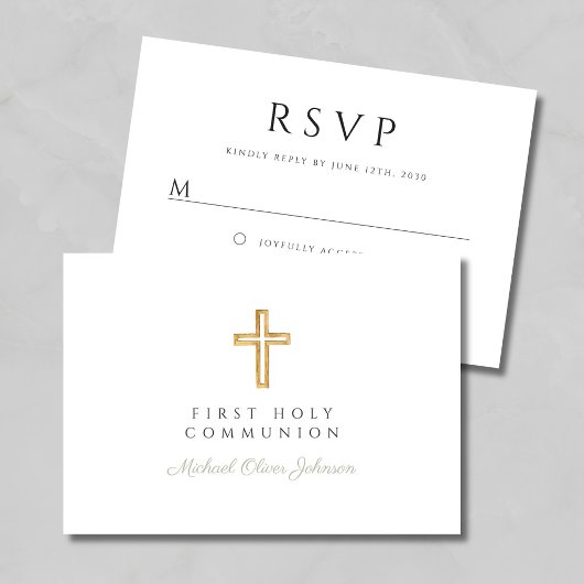 Moderne Szene Grünes Religiöses Kreuz Erste Kommun RSVP Karte