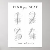 Moderne Tabelle 4 Sitzkarten für Hochzeitsbrett Poster (Vorne)