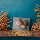 Moderne Tabletop Plaque mit neugeborenem Foto mit  Fotoplatte (Seite)