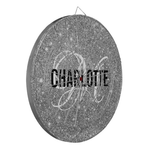 Moderne Tafel mit silberfarbenem Glitzer Dartscheibe (Vorderseite Links)