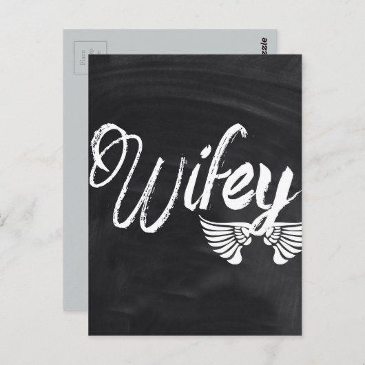 moderne Tafel-Skripte Honeymoon wifey Postkarte (Vorne/Hinten)