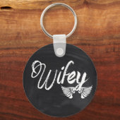 moderne Tafel-Skripte Honeymoon wifey Schlüsselanhänger (Vorderseite)