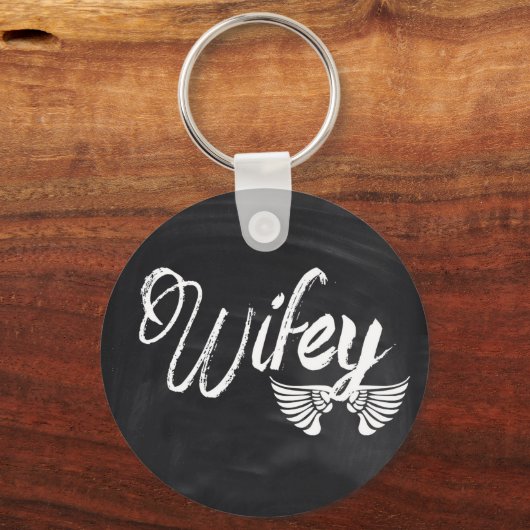 moderne Tafel-Skripte Honeymoon wifey Schlüsselanhänger (Vorderseite)