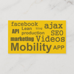 Moderne Tag Cloud Yellow Web Design Business Card
