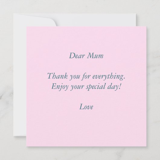 Moderne Tageskarte mit Liebe Mütter (Rückseite)