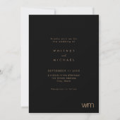 Moderne Tan Black Minimal Monogram Wedding Einladung (Rückseite)