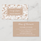 Moderne Tan Floral Girly Massage Therapeutin Visitenkarte (Vorne/Hinten)
