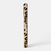 Moderne Tan Leopard Print Blau Schatten Monogramm iPhone 16 Hülle (Linke Seite)