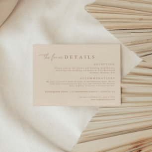 Moderne Tan Script-Hochzeitdetails Begleitkarte