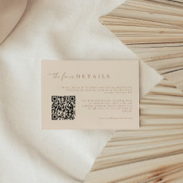 Moderne Tan Wedding Details QR Code Begleitkarte
