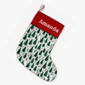 Moderne Tannenwaldbaummuster Weihnachten Kleiner Weihnachtsstrumpf (Vorderansicht (hängend))