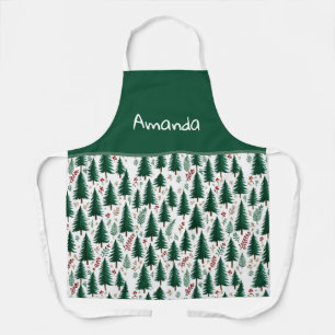Moderne Tannenwaldbaummuster Weihnachten Schürze