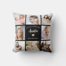 Moderne Tante Custom Foto Collage Pink Herz Kissen