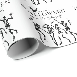 Moderne tanzende Skelette Frohes Halloween Geschenkpapier
