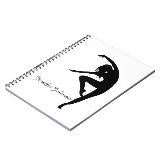 Moderne Tänzerin Silhouette Schwarz/Weiß Notizblock (Linke Seite)