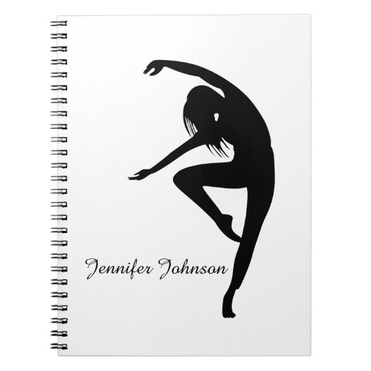Moderne Tänzerin Silhouette Schwarz/Weiß Notizblock (Vorderseite)