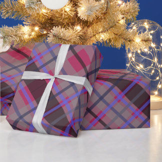 Moderne Tartan Blau Kamel Schwarz Muster Geschenkpapier
