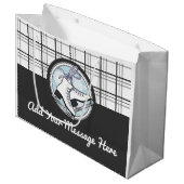 Moderne Tartan Ice Skaten Große Geschenktüte (Vorderseite Schrägansicht)