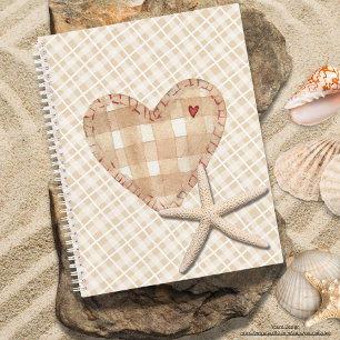 Moderne Tartanmuster und Herz Braun Scrapbook Notizblock