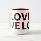 Moderne Tasse der LIEBE mit Typografie aus dem Rot (Vorderseite Links)