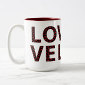 Moderne Tasse der LIEBE mit Typografie aus dem Rot (Links)