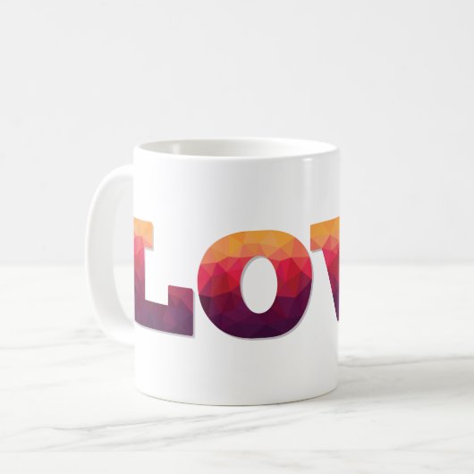 Moderne Tasse der polygonalen Liebe (Vorderseite Links)