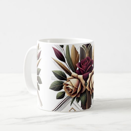 Moderne Tasse des Blumenkaffees (Vorderseite Links)