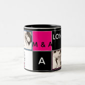 Moderne Tasse für FotoCollage Monogram Pink Black (Mittel)