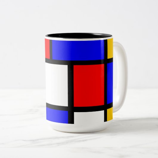 Moderne Tasse Mondrian-Stil (VorderseiteRechts)