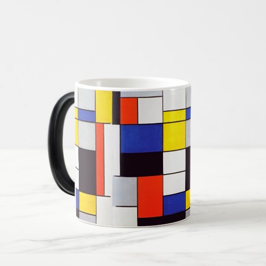 Moderne Tasse - Piet Mondrian's Retro Harmonie (Vorderseite Links)