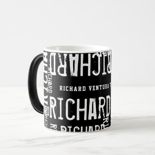 Moderne Tasse Schwarz-weißer Name (Vorderseite Links)