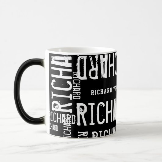 Moderne Tasse Schwarz-weißer Name (Links)