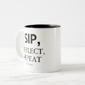 Moderne Tasse 'Sip, Reflect, Repeat' mit individue (Vorderseite Links)