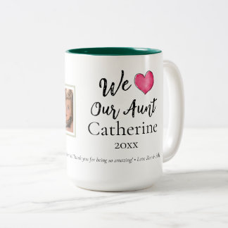 Moderne Tasse 'Wir lieben unsere Tante' mit 1 Foto