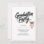 Moderne Tassel Bow Graduation Party Einladung (Vorderseite)